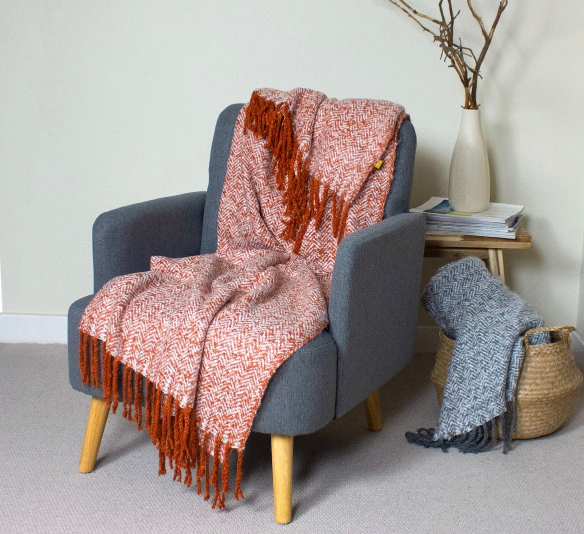 Rust Herringbone Throw