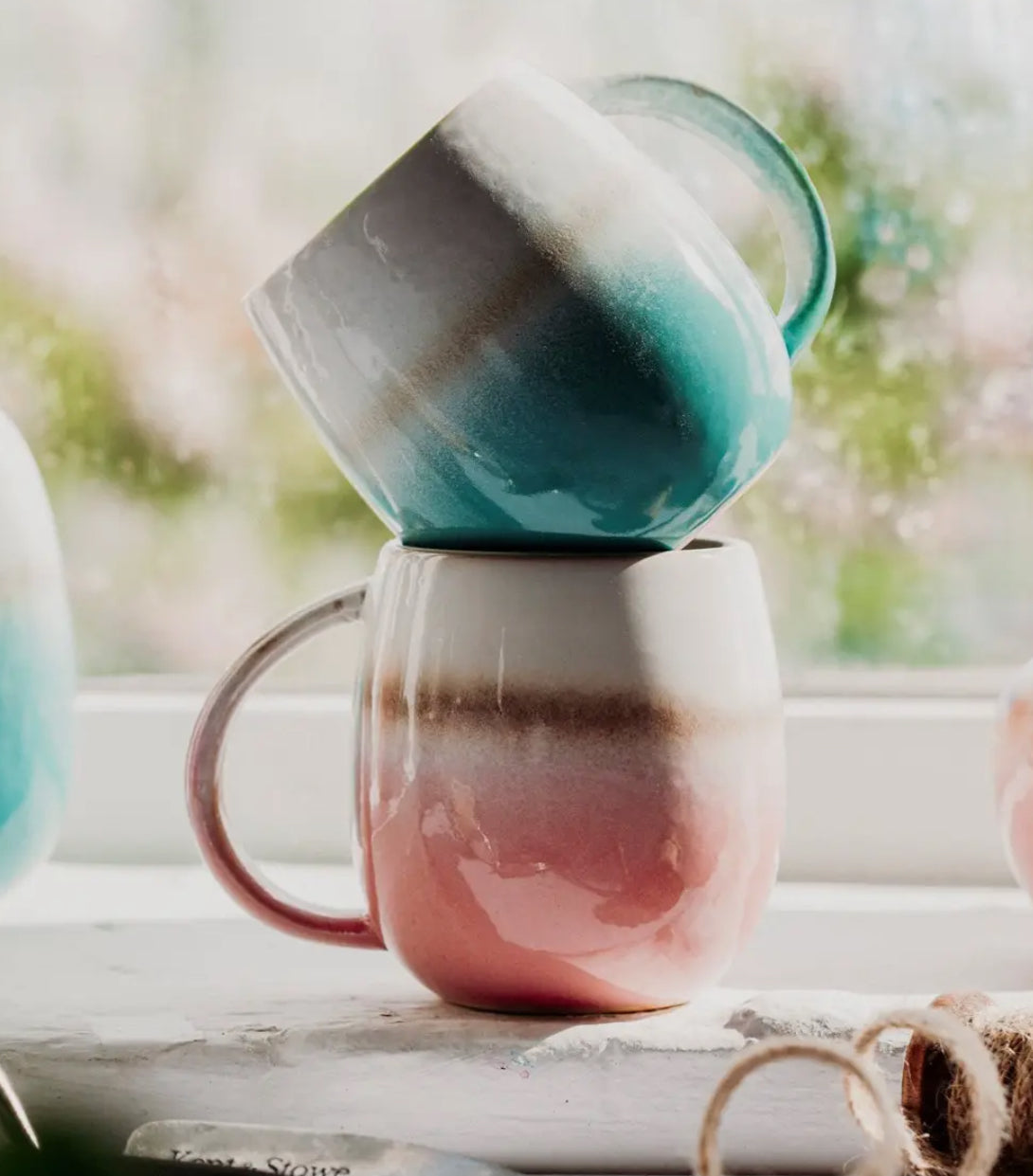 Dip Glazed Ombré Turquoise Mug