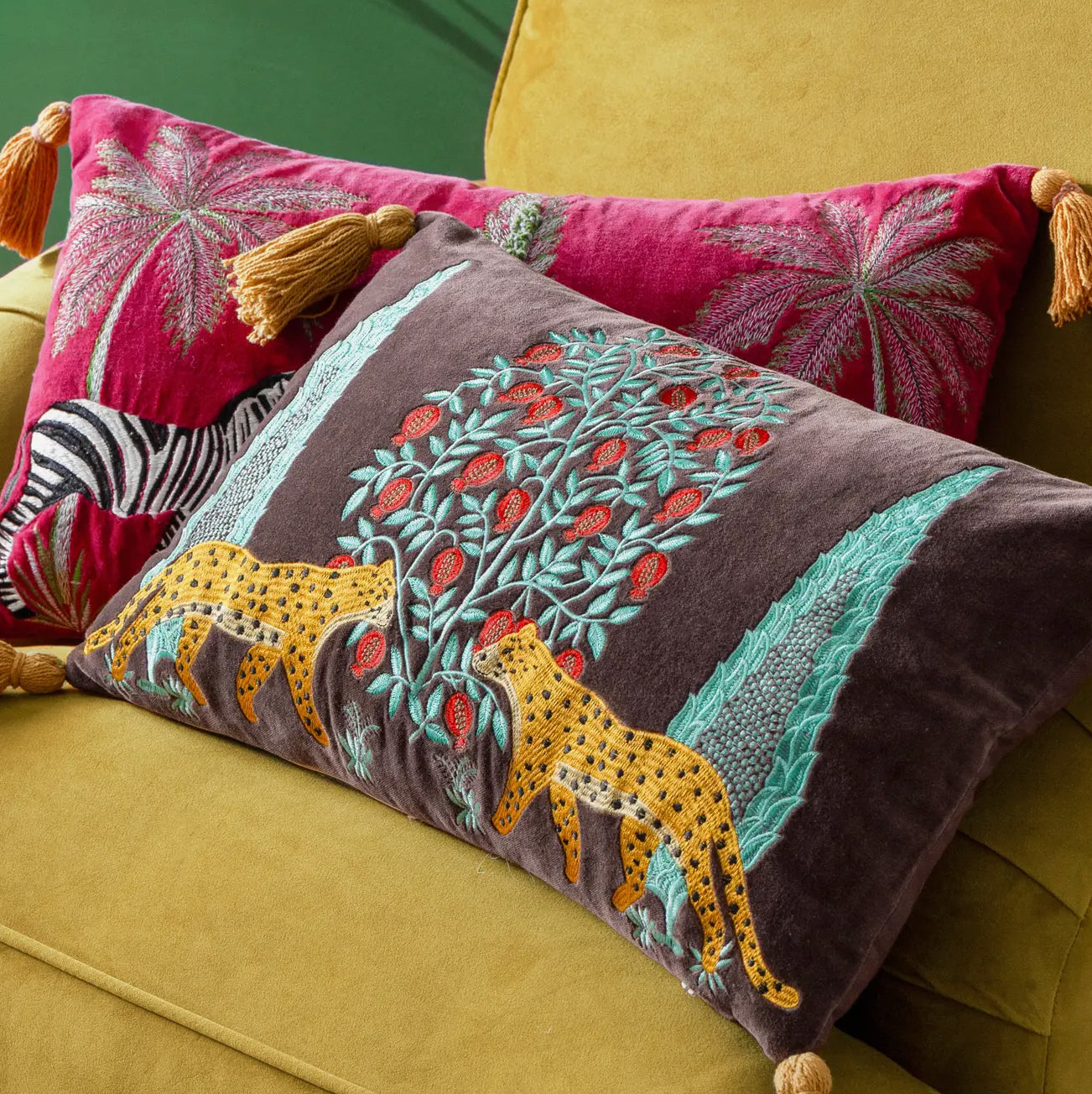 Zebra Embroiled Velvet Cushion