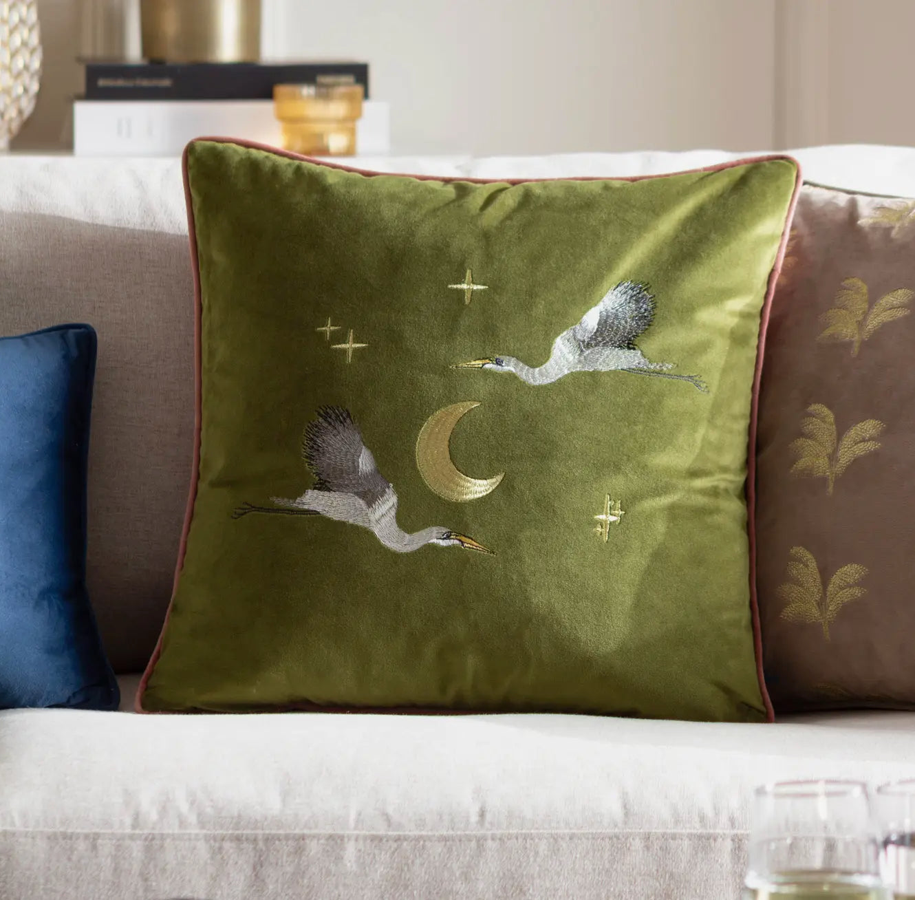 Olive Velvet Cushion
