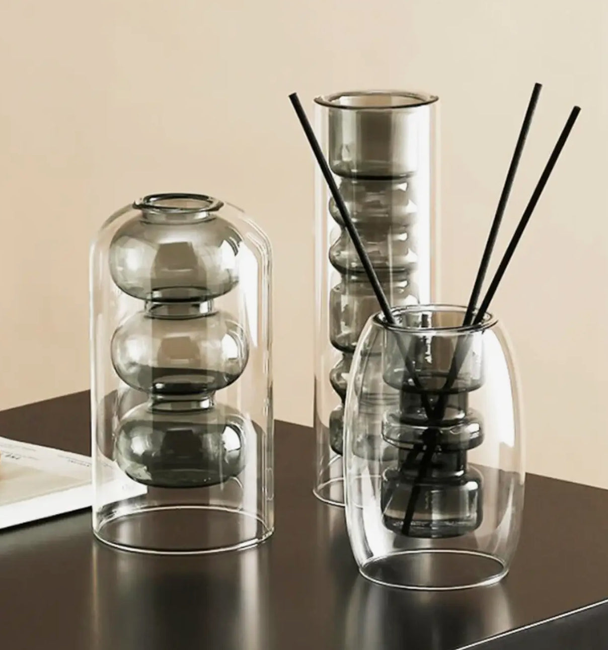 Nordic hydrophonic Smoky Glass vase