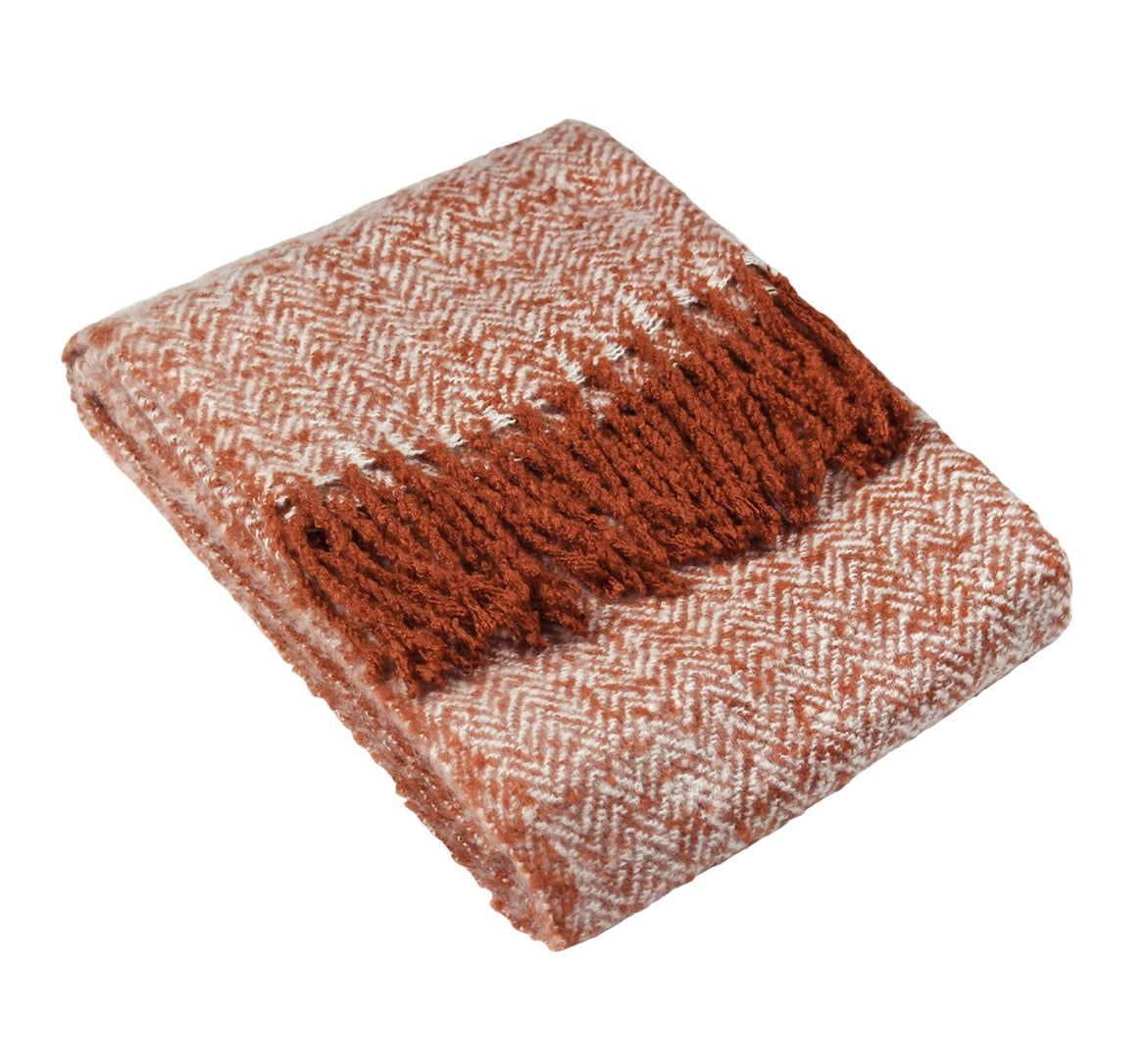 Rust Herringbone Throw
